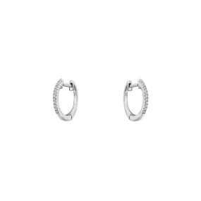 14 Karat White Gold Huggies with White Diamonds