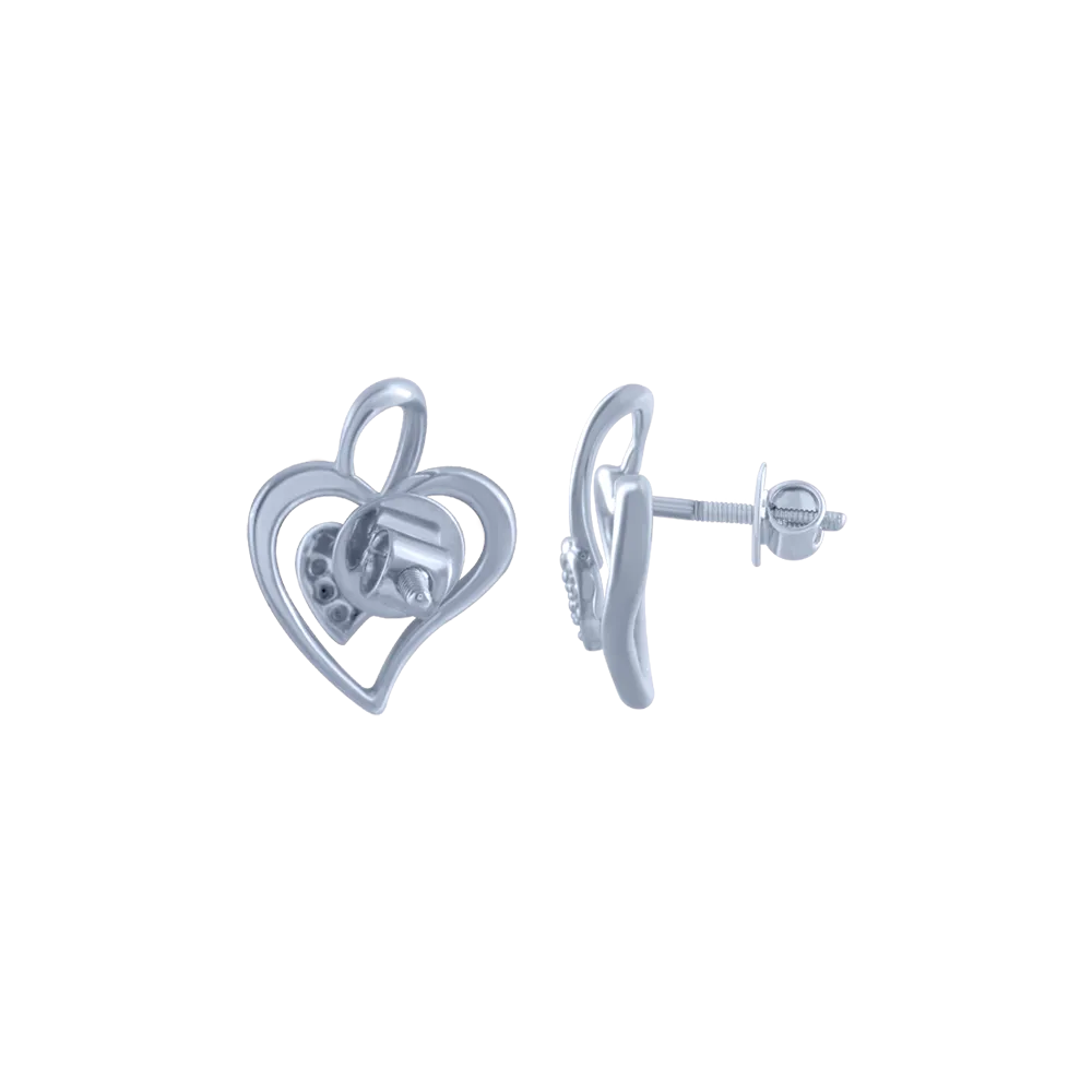 18k (750) White Gold And Diamond Stud Earrings For Women