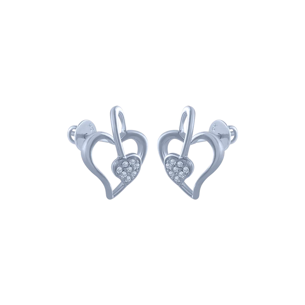 18k (750) White Gold And Diamond Stud Earrings For Women