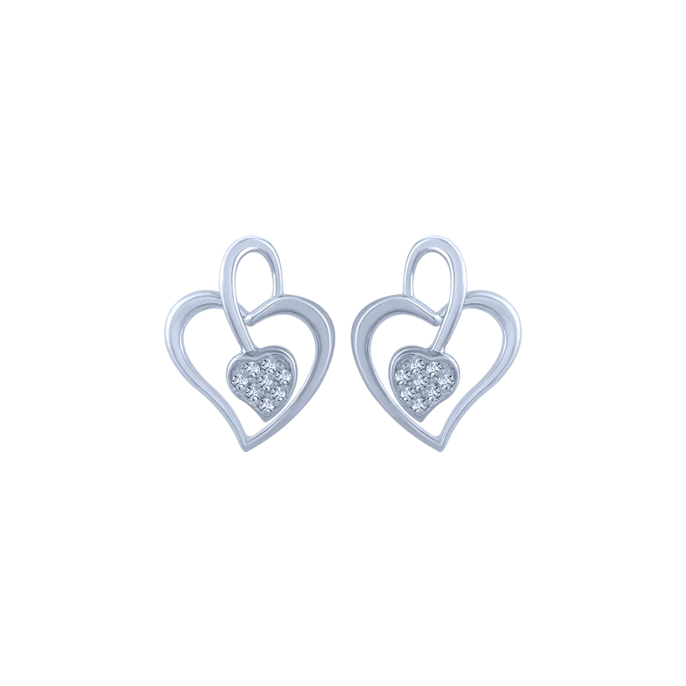 18k (750) White Gold And Diamond Stud Earrings For Women