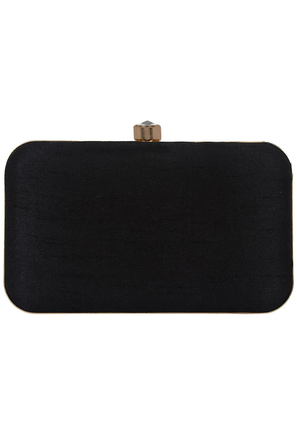 Adorn Embroidered & Embellished Faux Silk Clutch Black & Multi