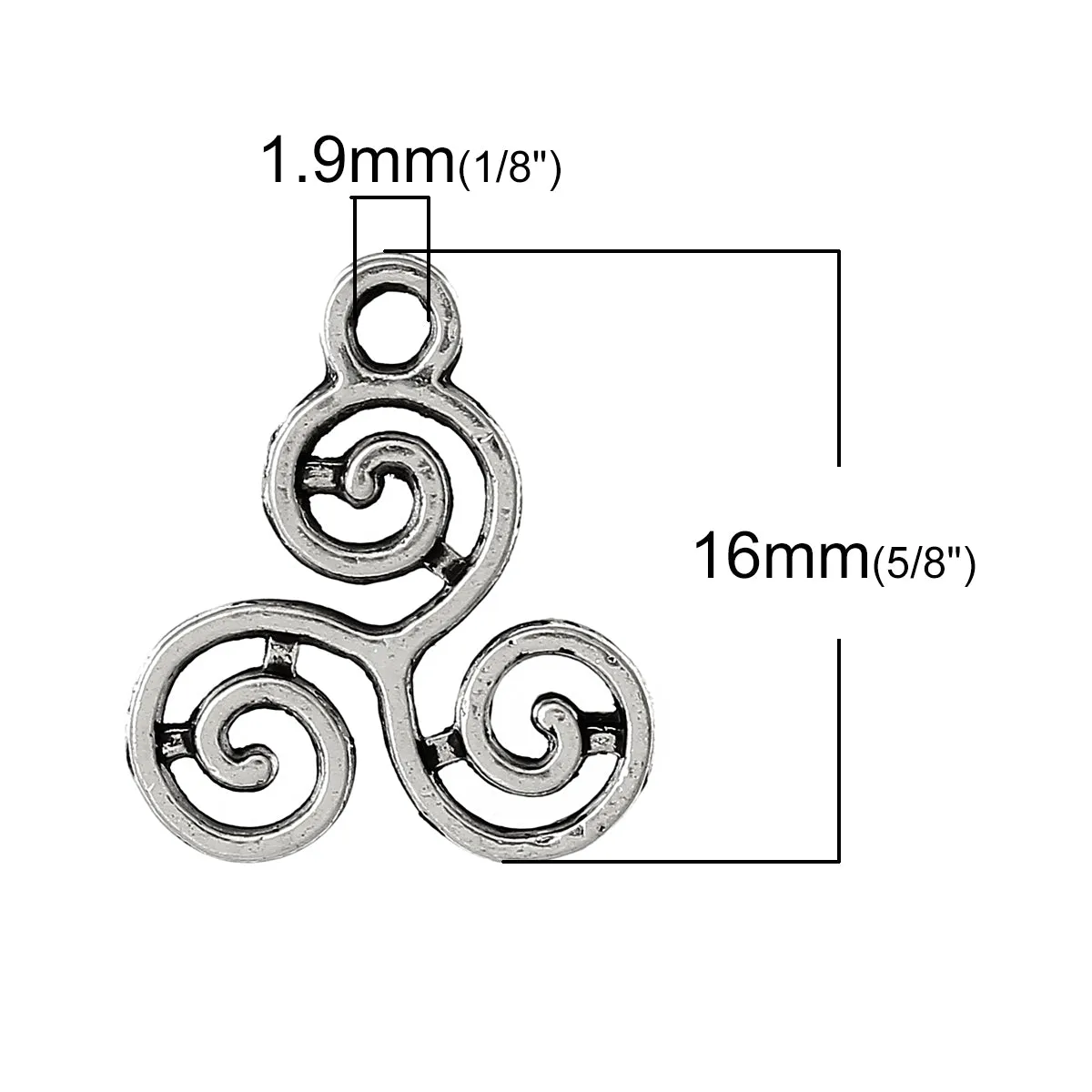 AVBeads Celtic Pagan Wiccan Triskelion Silver 16mm x 13mm Metal Charms 10pcs