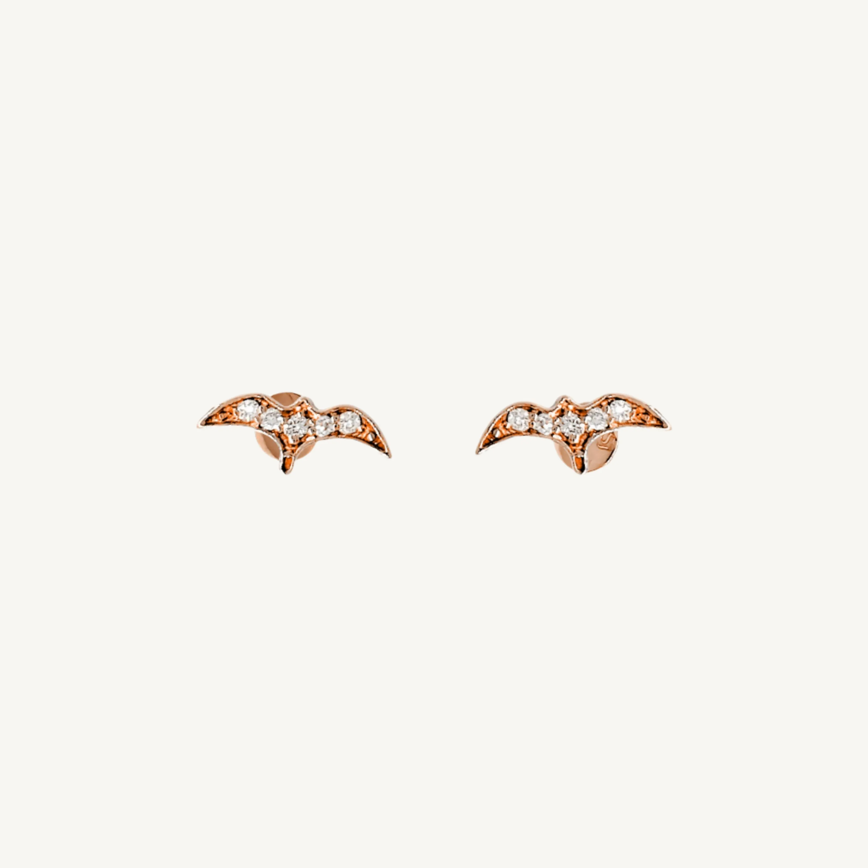 Bird Round Diamond Stud Earrings
