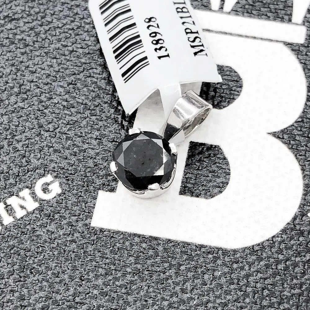 Black Diamond Stud 1.06cttw Pendant .925 Silver