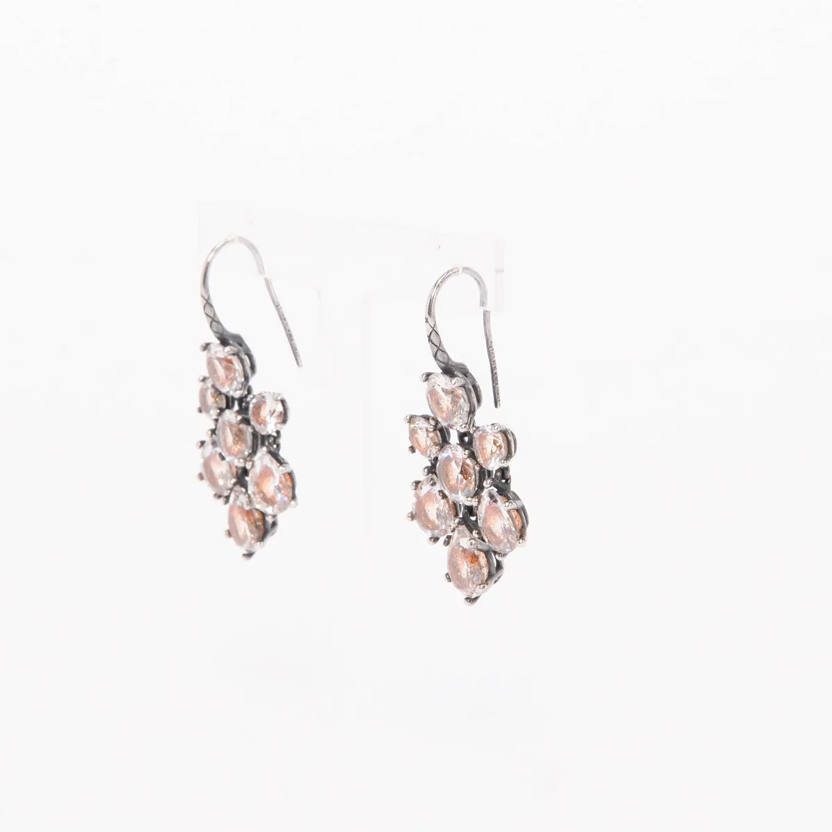 Elegant Bottega Veneta Orange Oxidized Silver Chandelier Earrings with Distinctive Design