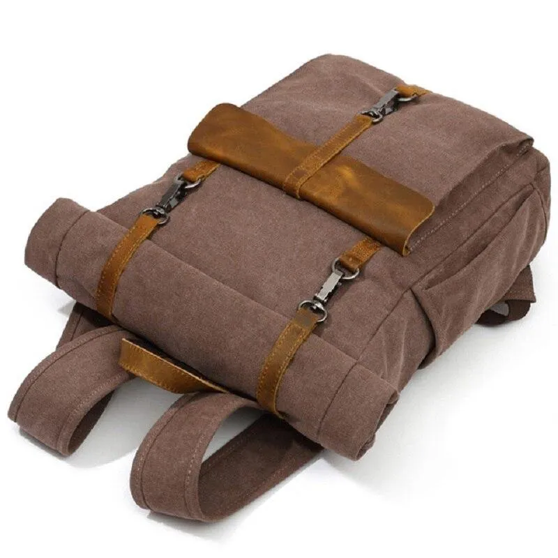 Canvas Leather Travel Daypack 20 Liter Backpack in 5 Colors