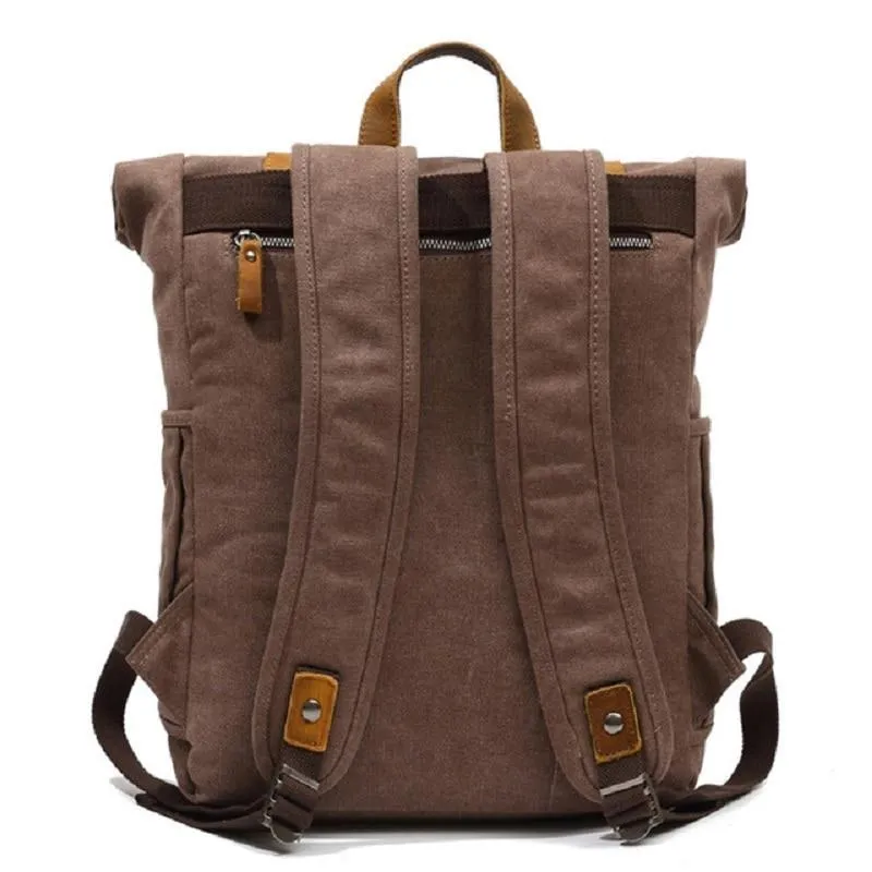 Canvas Leather Travel Daypack 20 Liter Backpack in 5 Colors