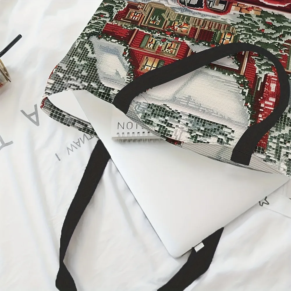 Christmas Charm Tote Bag for Women - Durable Polyester, Stylish Shoulder Handbag Perfect for Shopping & Everyday Use