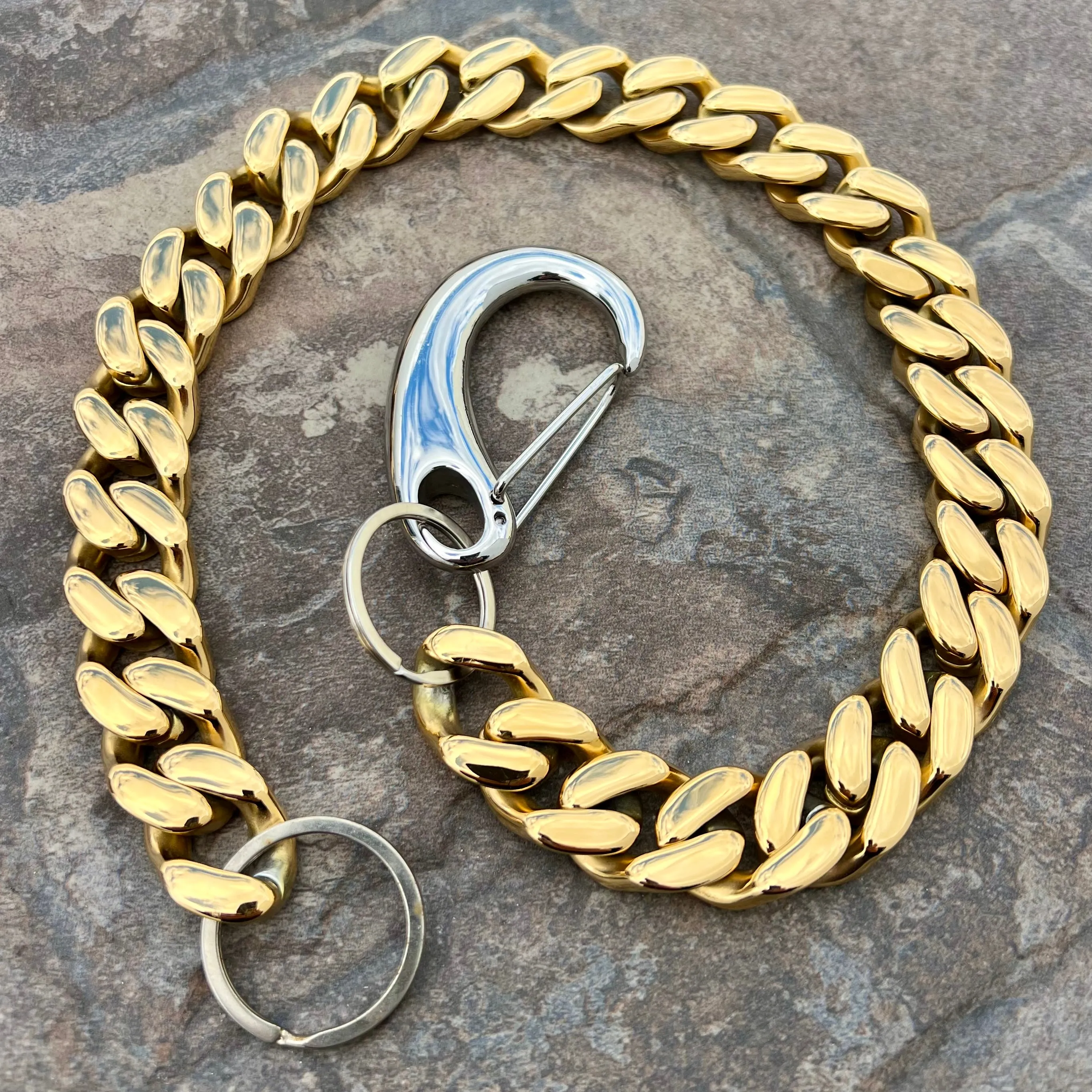Easy Biker Wallet Chain All Gold 3/4 - W/ Sanity’s Polished Hook Clip - WC74