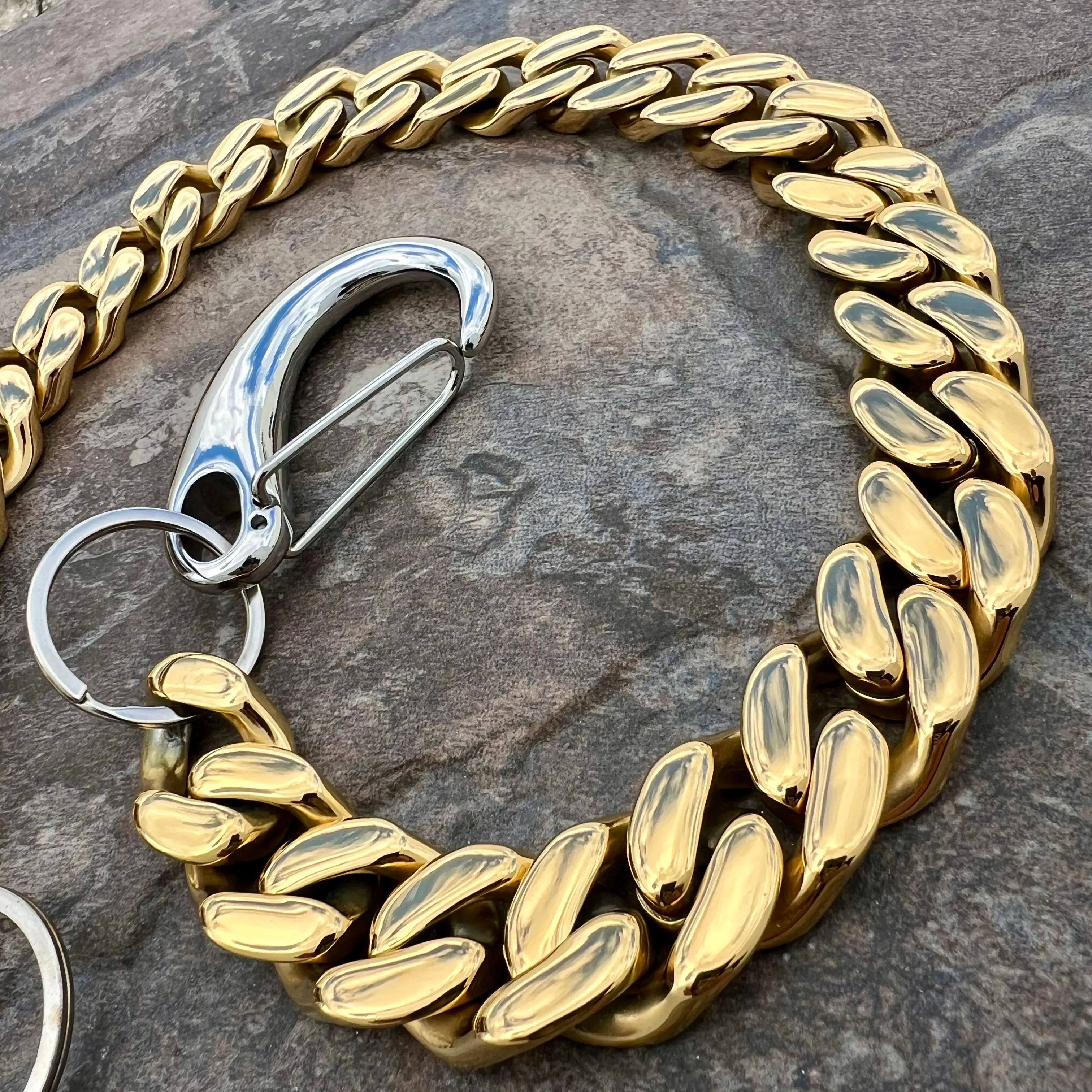 Easy Biker Wallet Chain All Gold 3/4 - W/ Sanity’s Polished Hook Clip - WC74