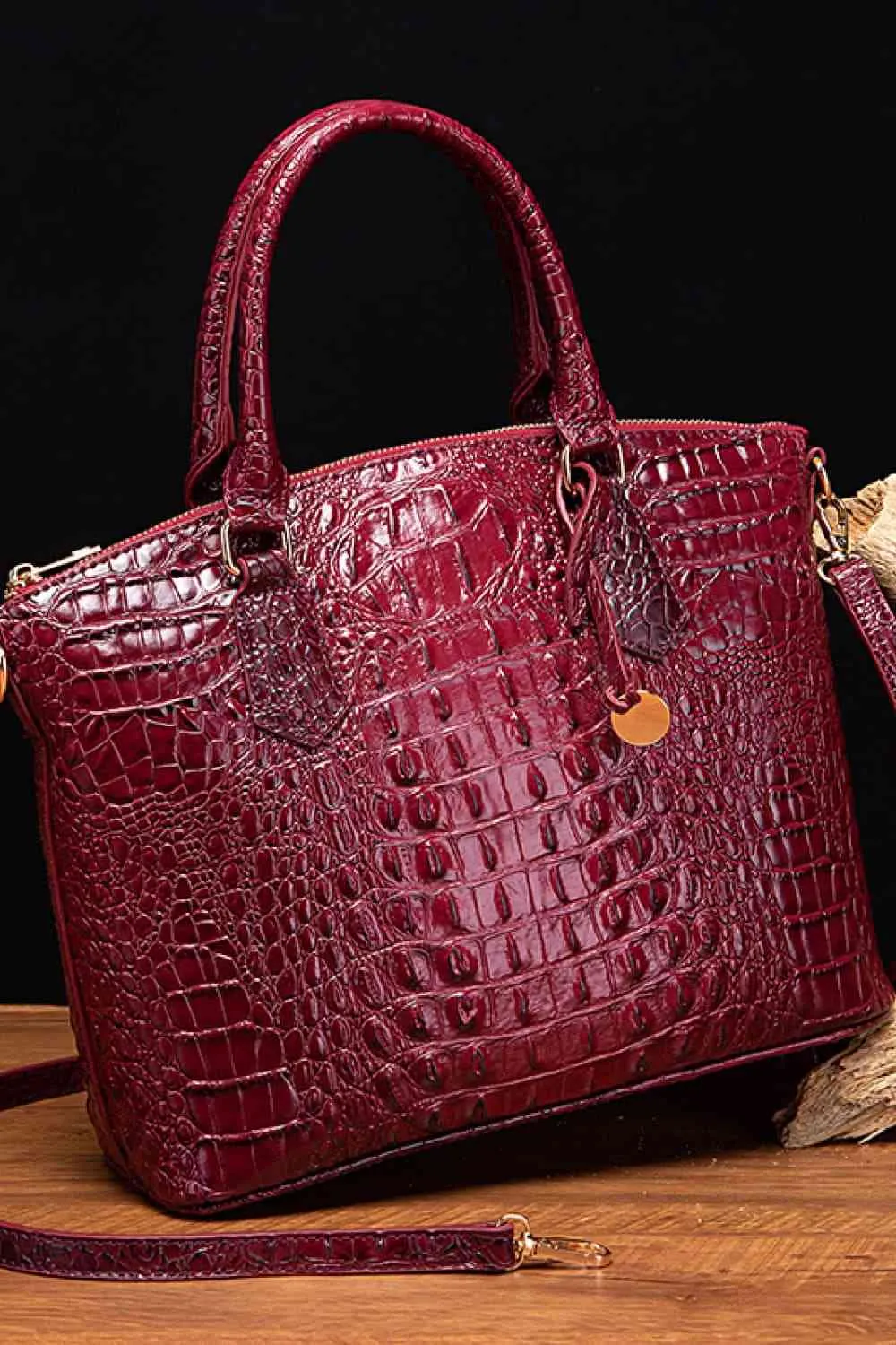 Embossed Faux Leather Handbag