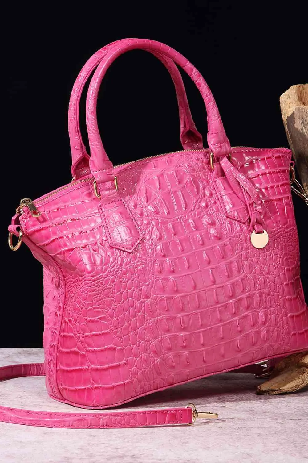 Embossed Faux Leather Handbag