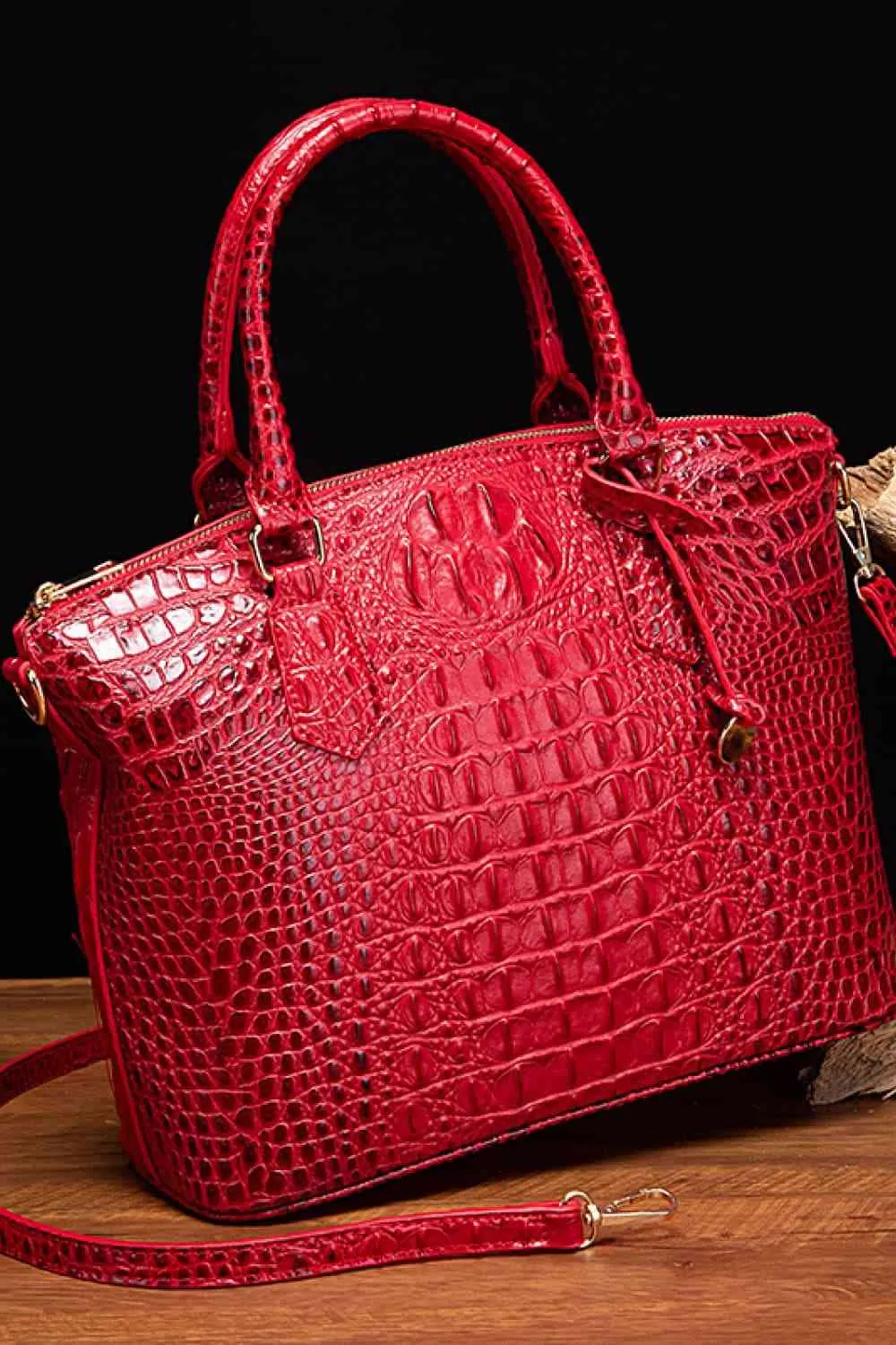 Embossed Faux Leather Handbag