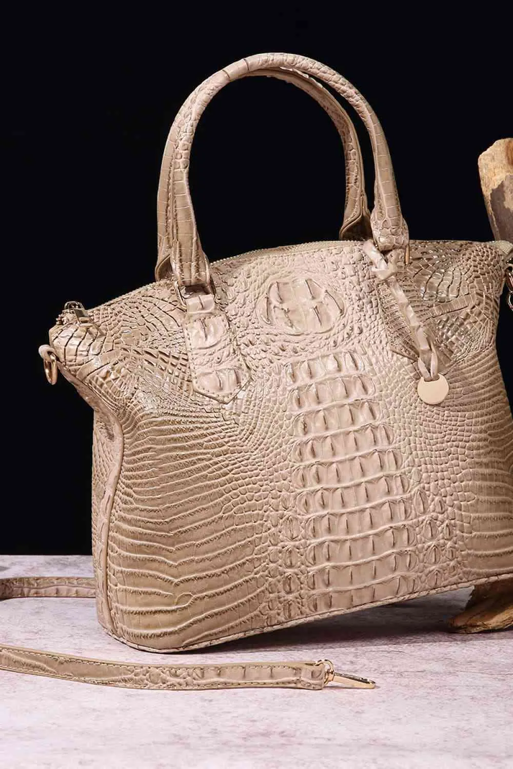 Embossed Faux Leather Handbag