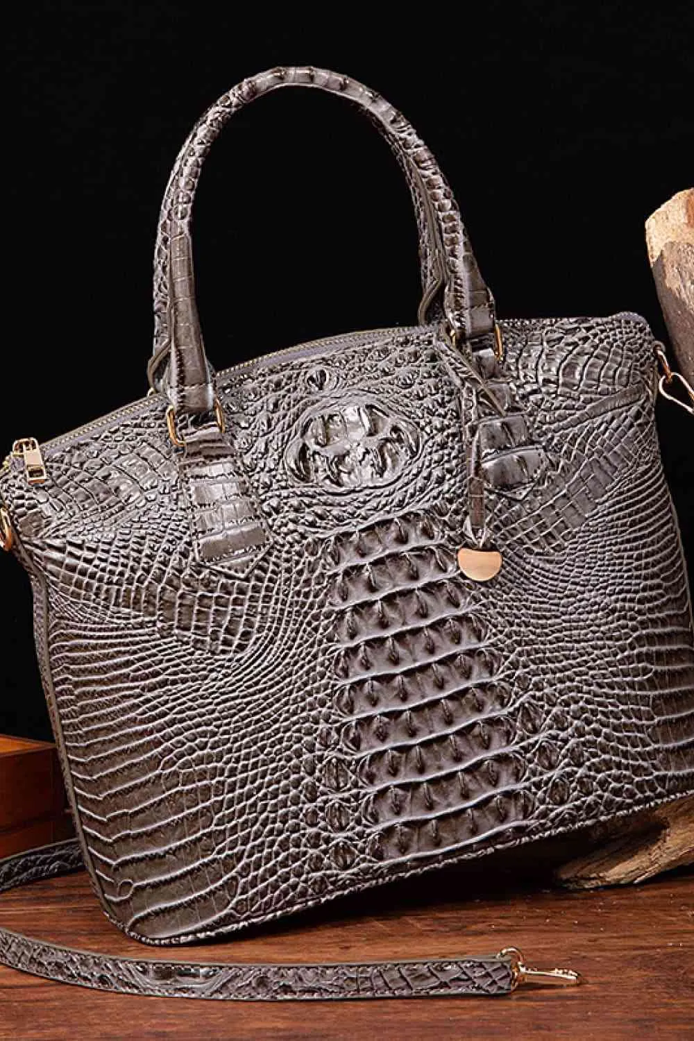 Embossed Faux Leather Handbag