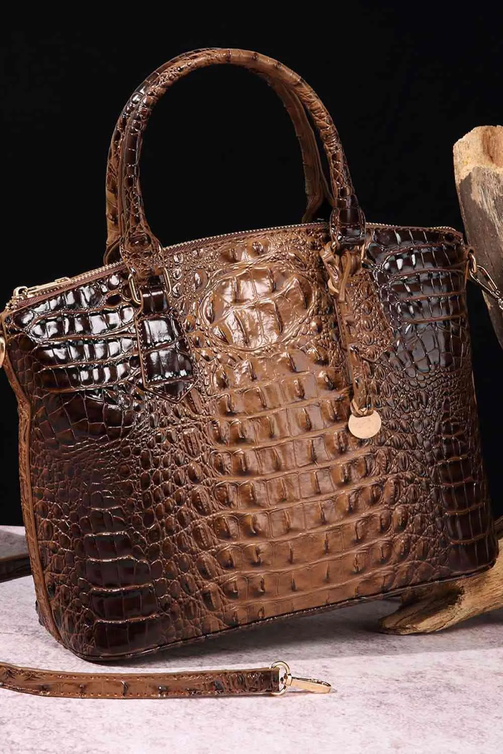 Embossed Faux Leather Handbag