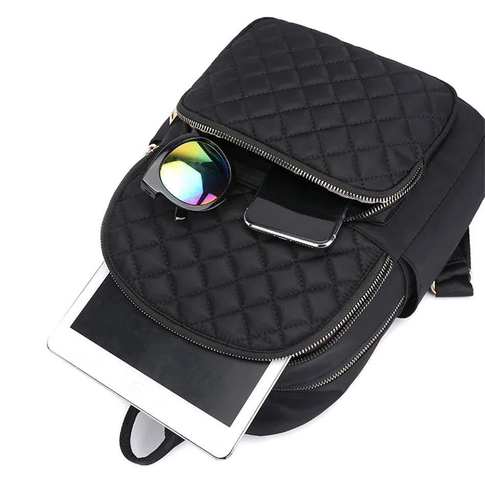 Fashion Casual Multifunction Rhombic Pattern Stitches Oxford Shoulder Bag and College Style Backpack