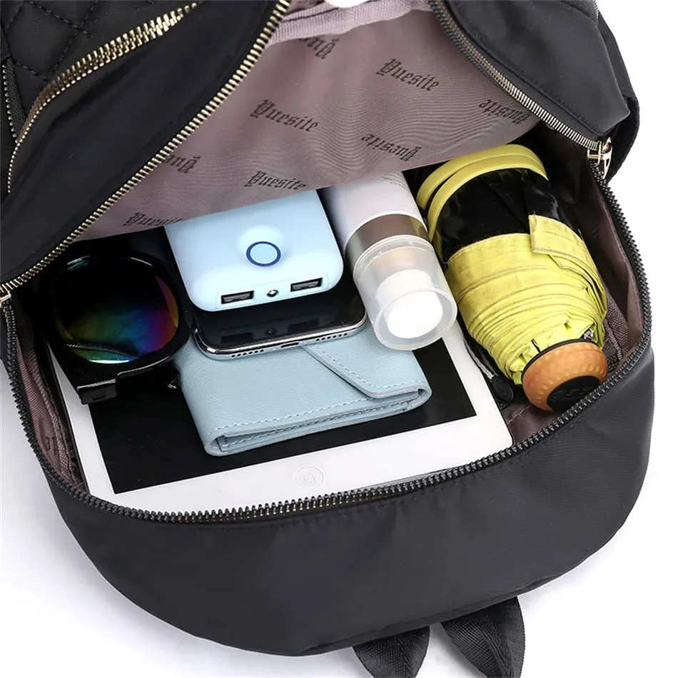 Fashion Casual Multifunction Rhombic Pattern Stitches Oxford Shoulder Bag and College Style Backpack
