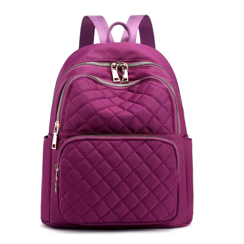 Fashion Casual Multifunction Rhombic Pattern Stitches Oxford Shoulder Bag and College Style Backpack