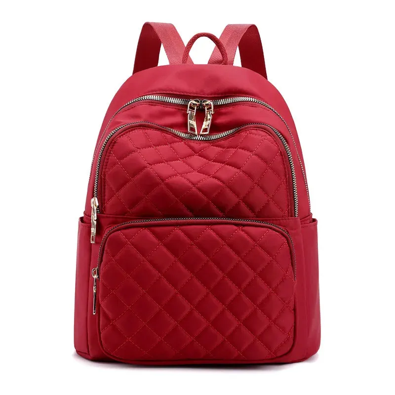 Fashion Casual Multifunction Rhombic Pattern Stitches Oxford Shoulder Bag and College Style Backpack