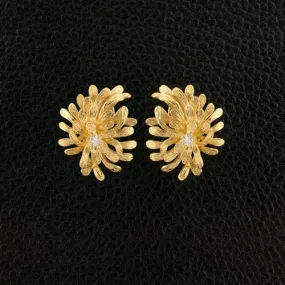 Gold & Diamond Spray Estate Earrings