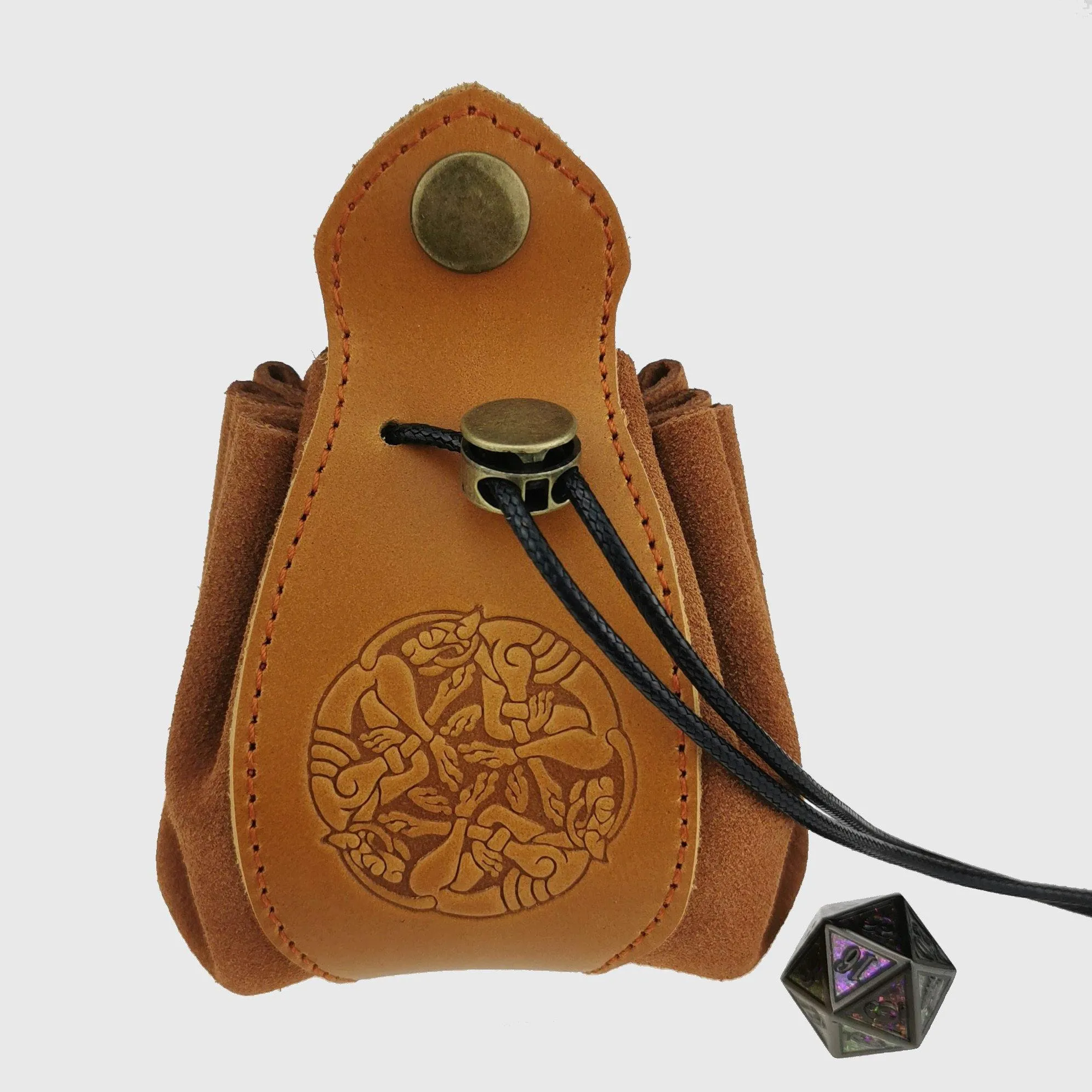 Handmade Leather Celtic Dice Bag & Tray
