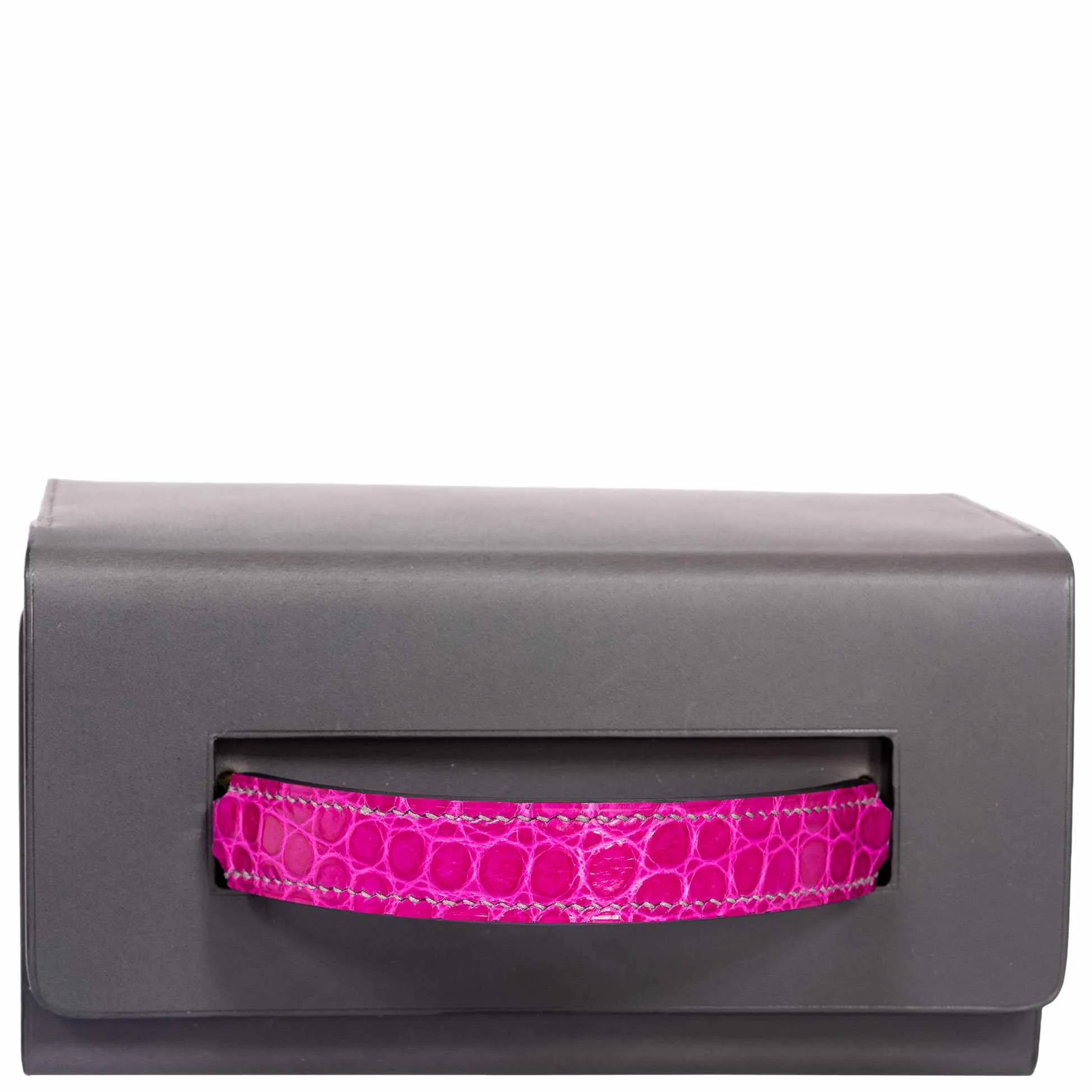 Hermès Minaudière 18 petit h Graphite, Fuchsia, Poussiere Porosus Crocodile & Calf Gold Hardware Bag