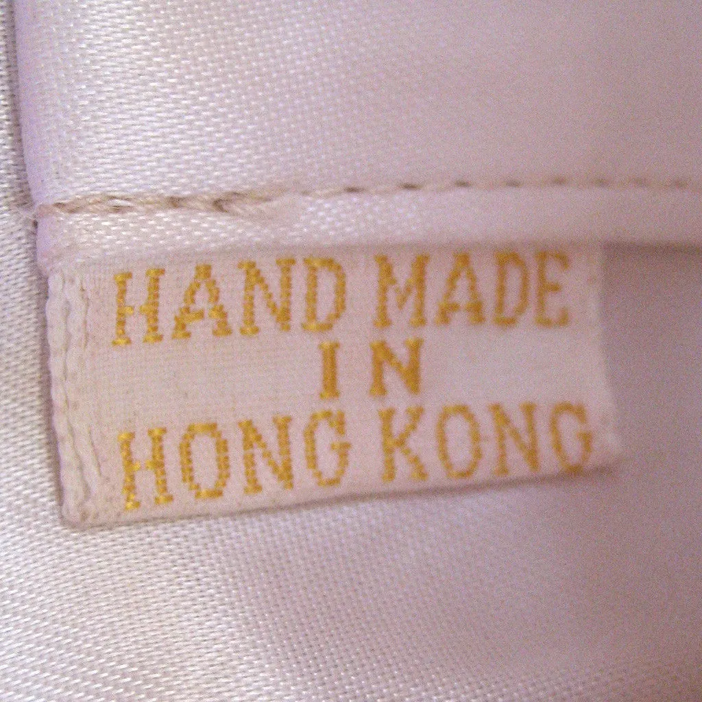 Hong Kong Glass Cream and Silver Seed Bead and Rhinestone Purse