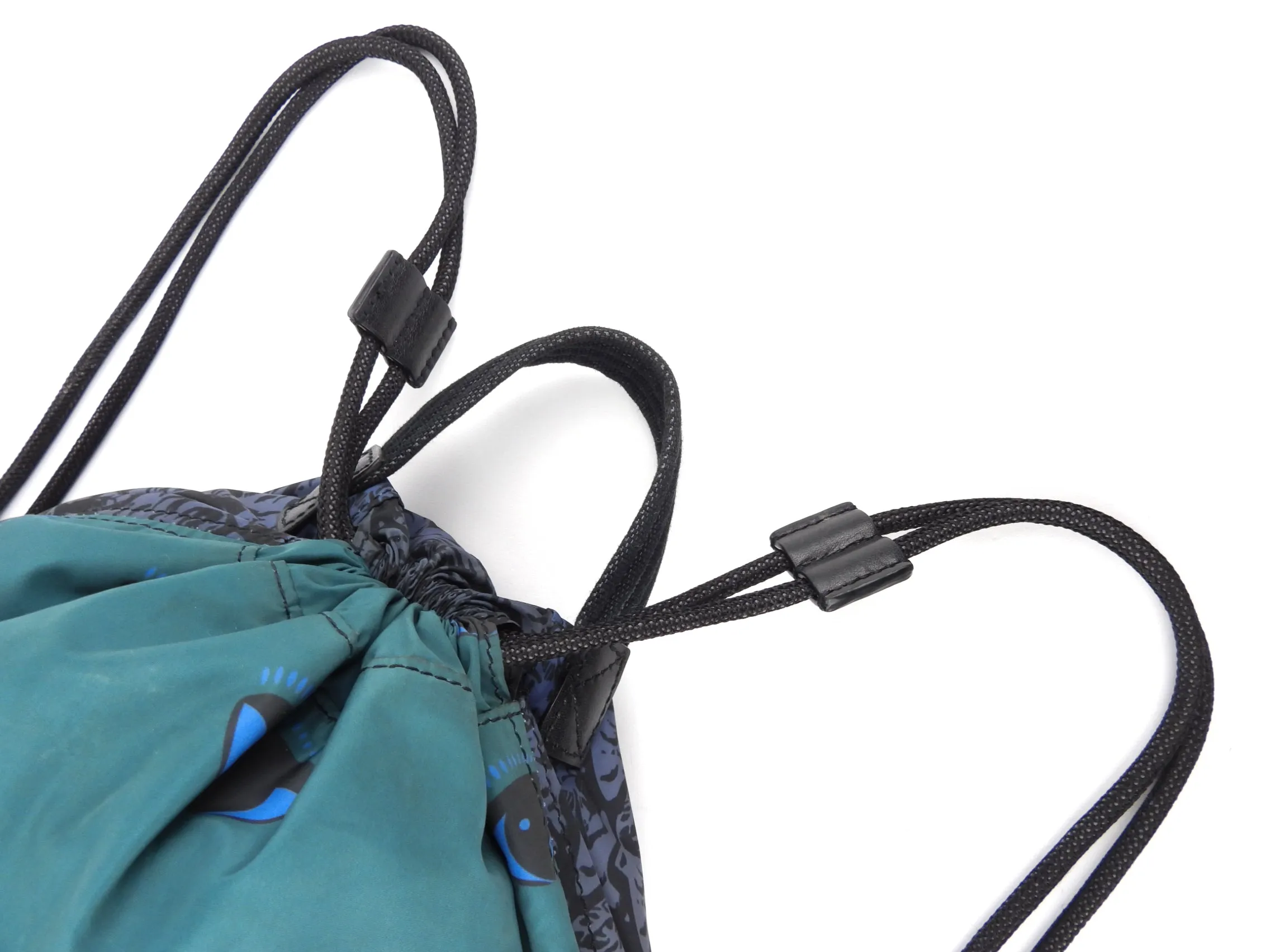 Kenzo Green and Blue Tiger Print Drawstring Backpack