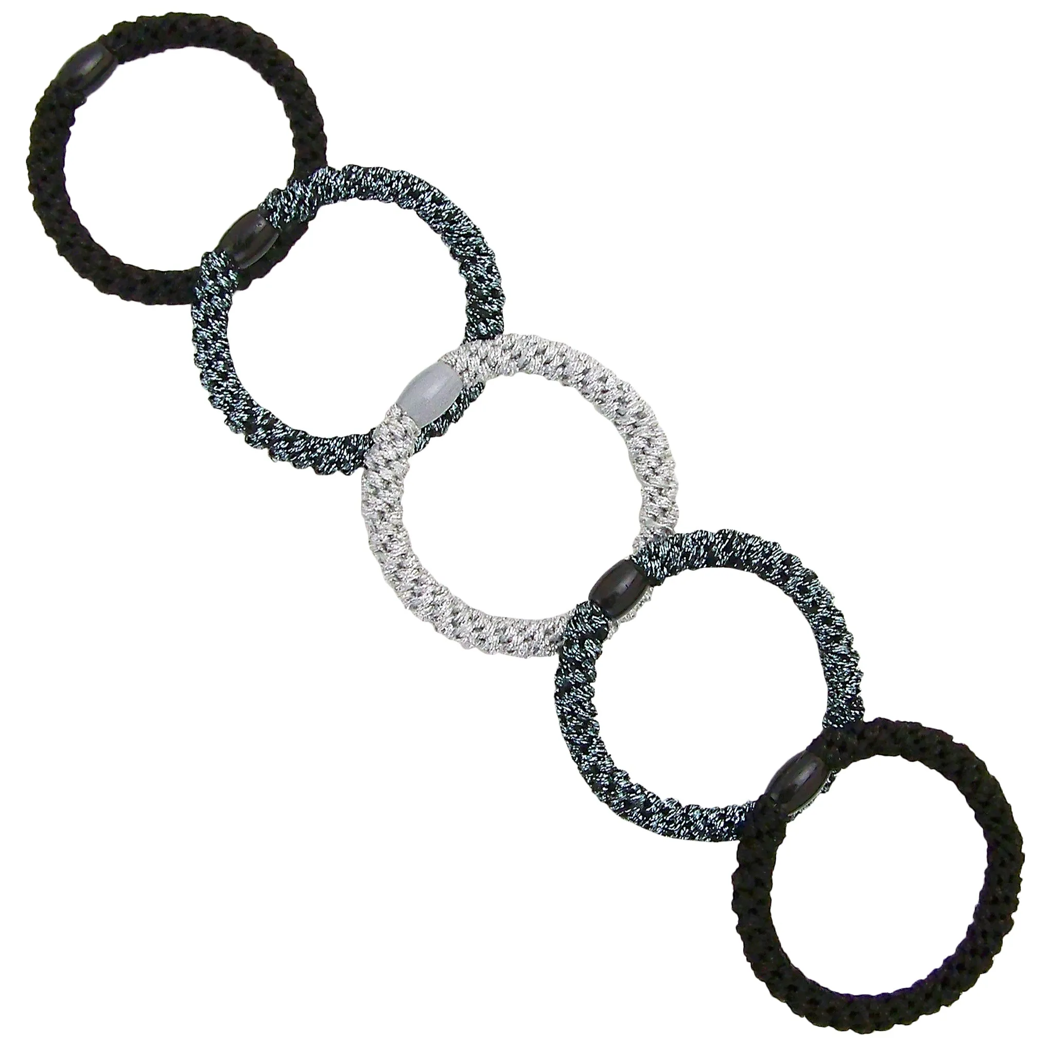 L. Erickson Grab and Go Pony Tube Hair Ties in Black Metallic 15 Pack