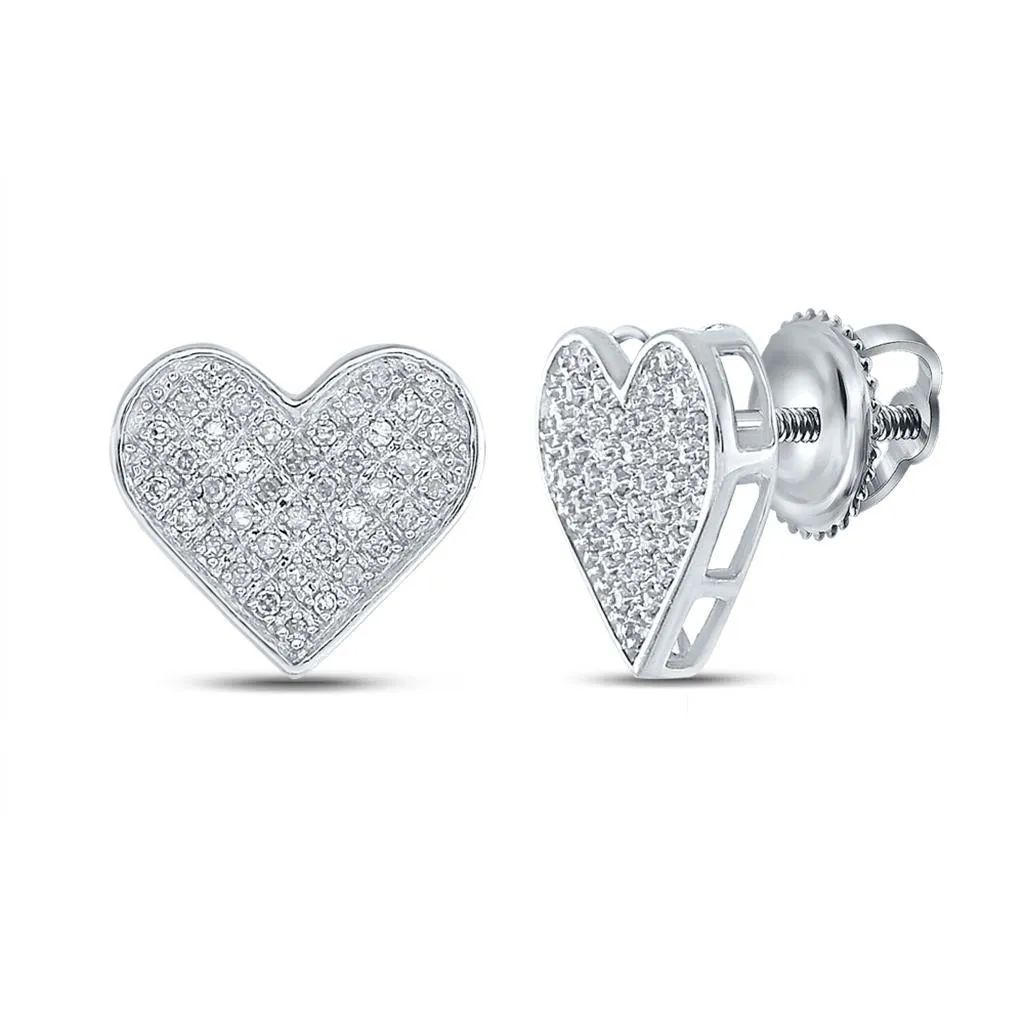 Ladies Heart Diamond Earrings .25cttw .925 Silver