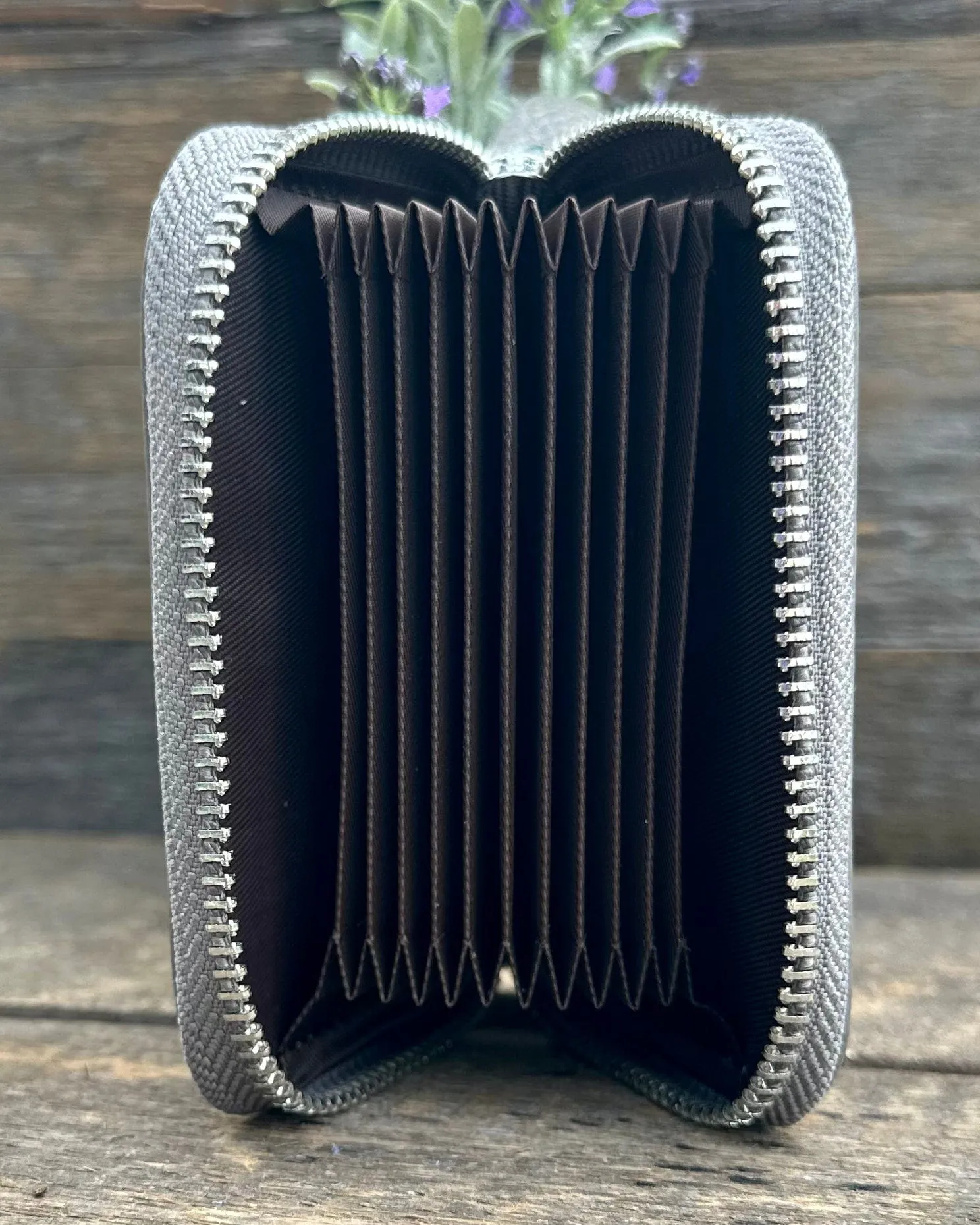 Leather Card Holder Purse - Grey