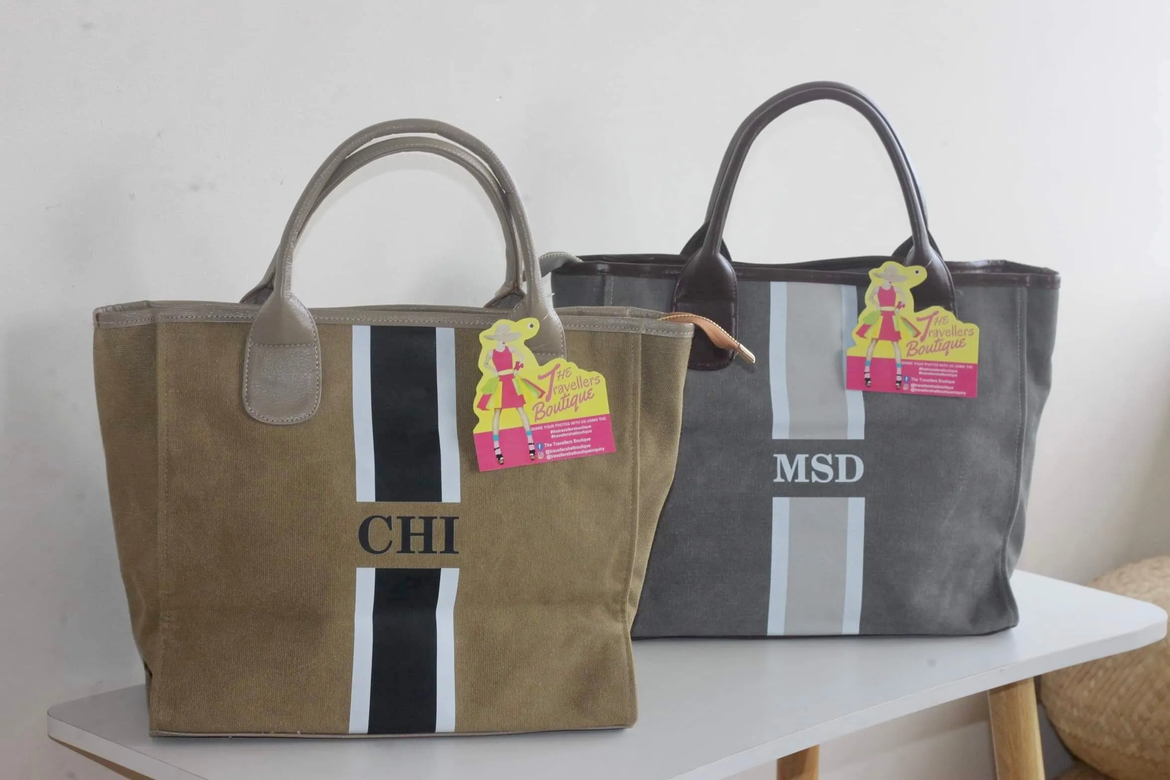 Leather Stripe Tote Bag