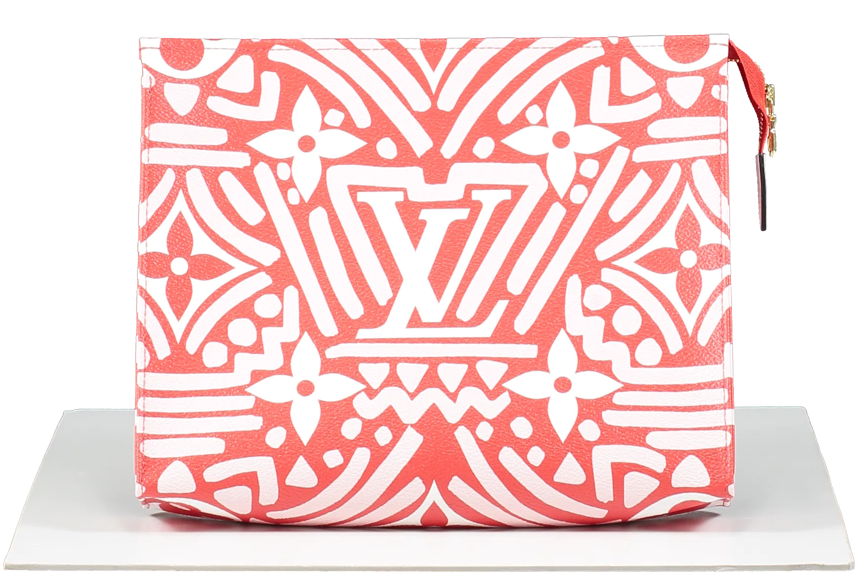 Louis Vuitton Rouge / Rose/ Cream Craft Collection Toiletry Pouch 26 Clutch Bag