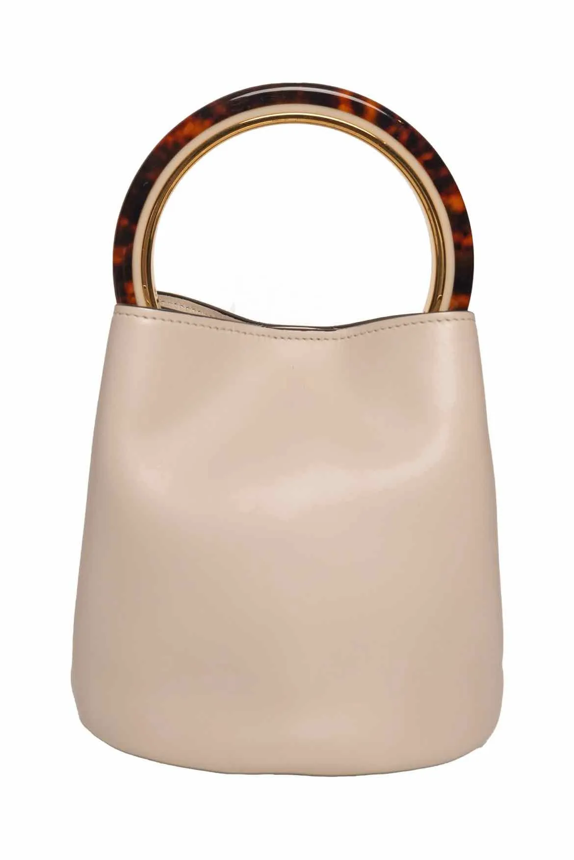 Marni Pannier Leather Bucket Bag with Top Handle