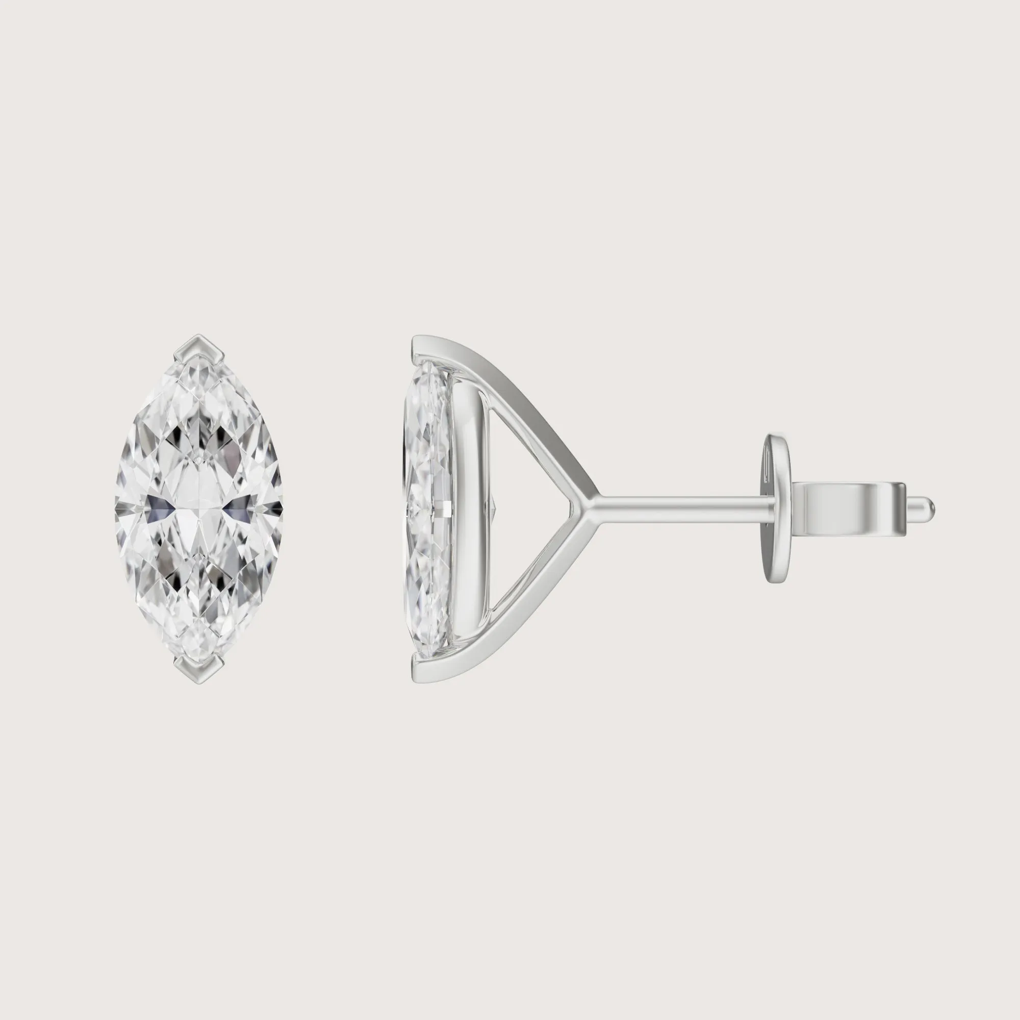 On Point Stud Earrings - Marquise