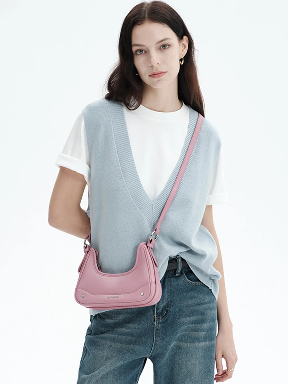 Smting | Small Baguette Bag with Chain and Leather Strap