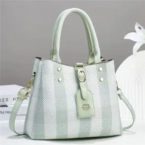 Striped Lambskin Satchel green and white