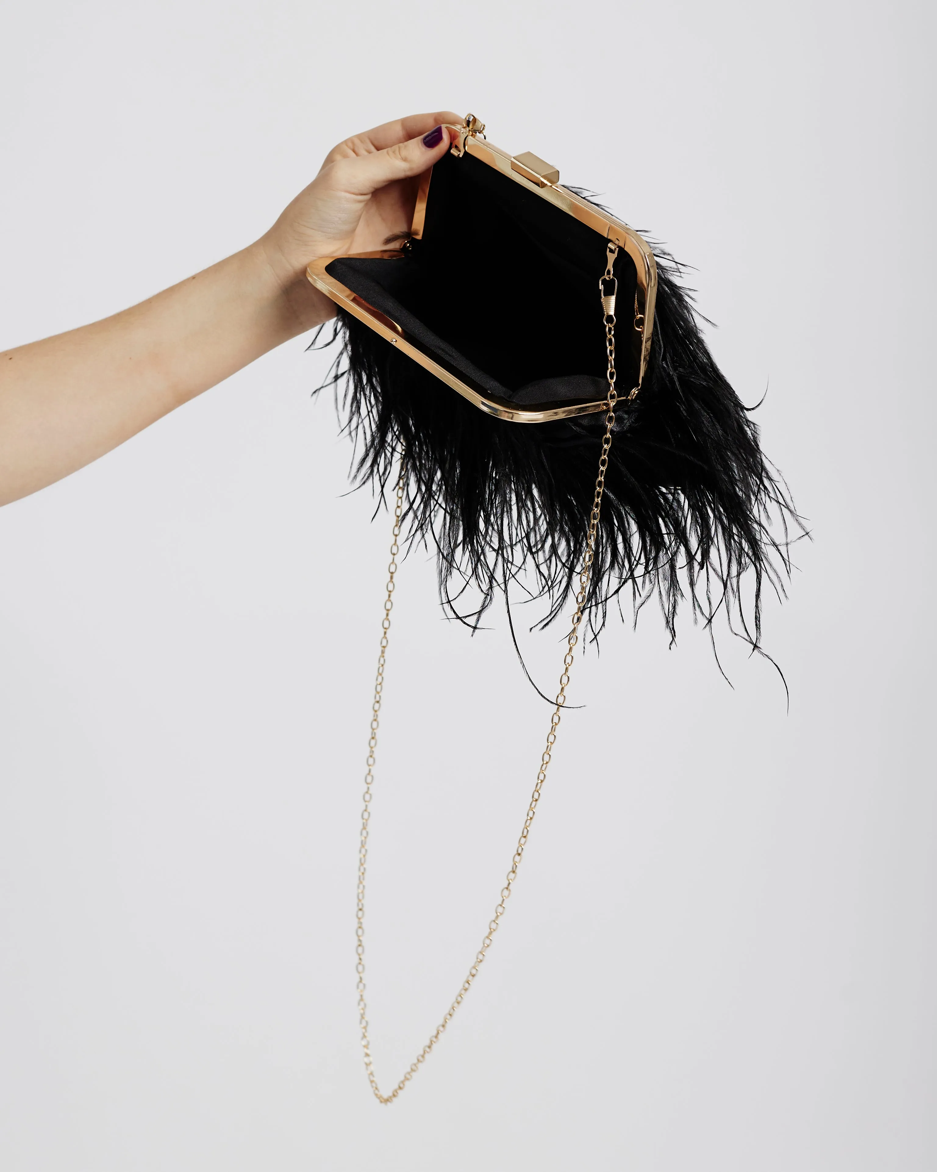 The Feather Clutch in Black