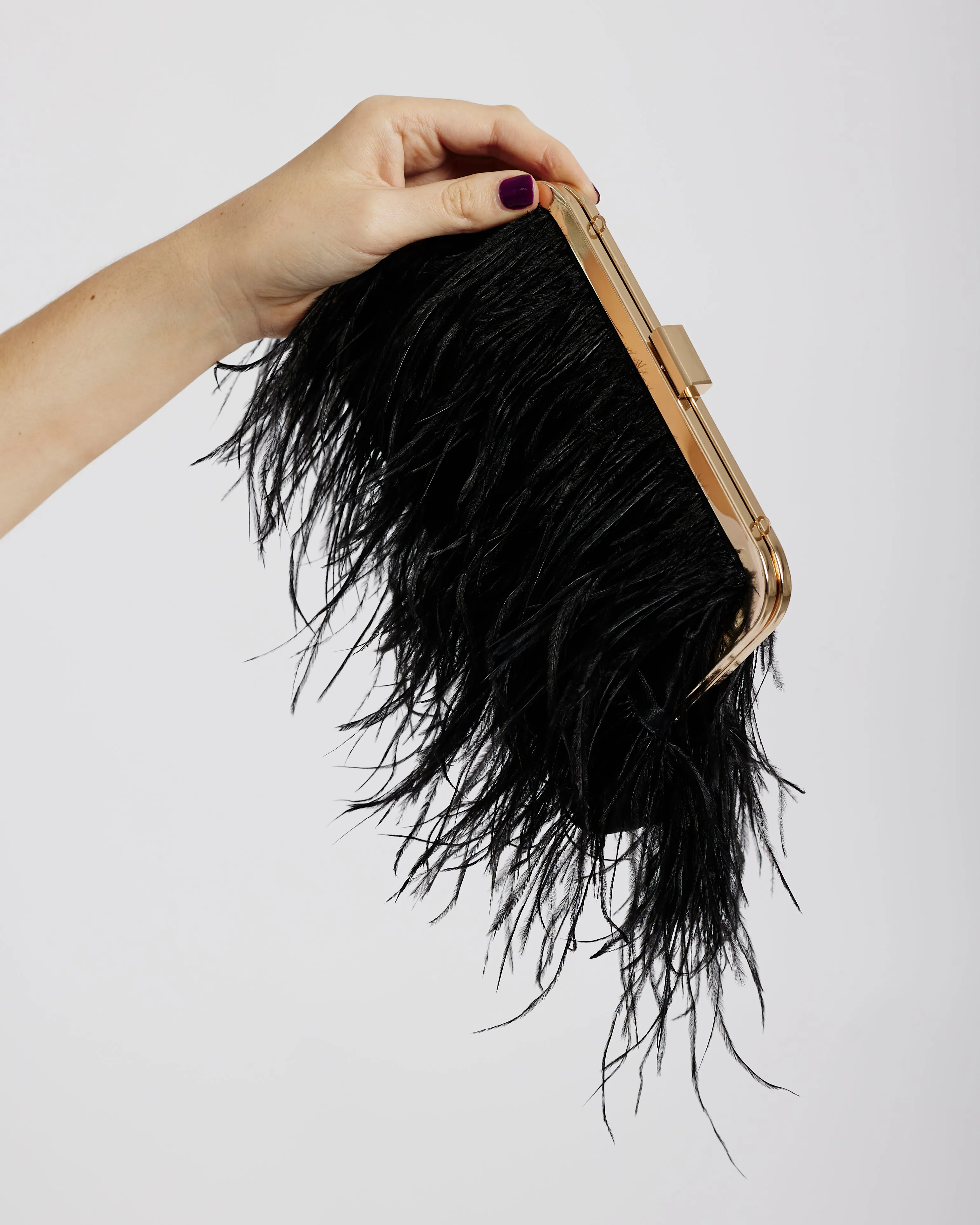 The Feather Clutch in Black